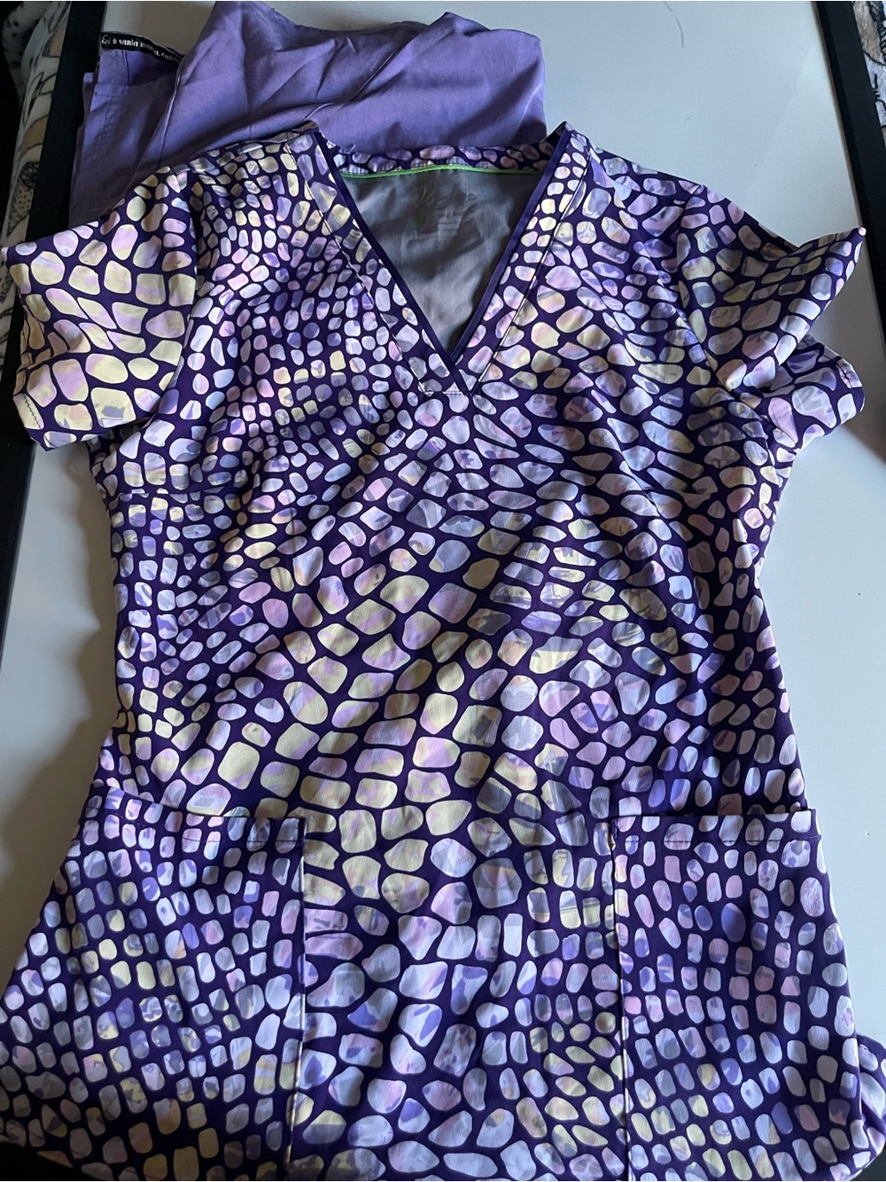 Purple Mosaic V-Neck Women's Top